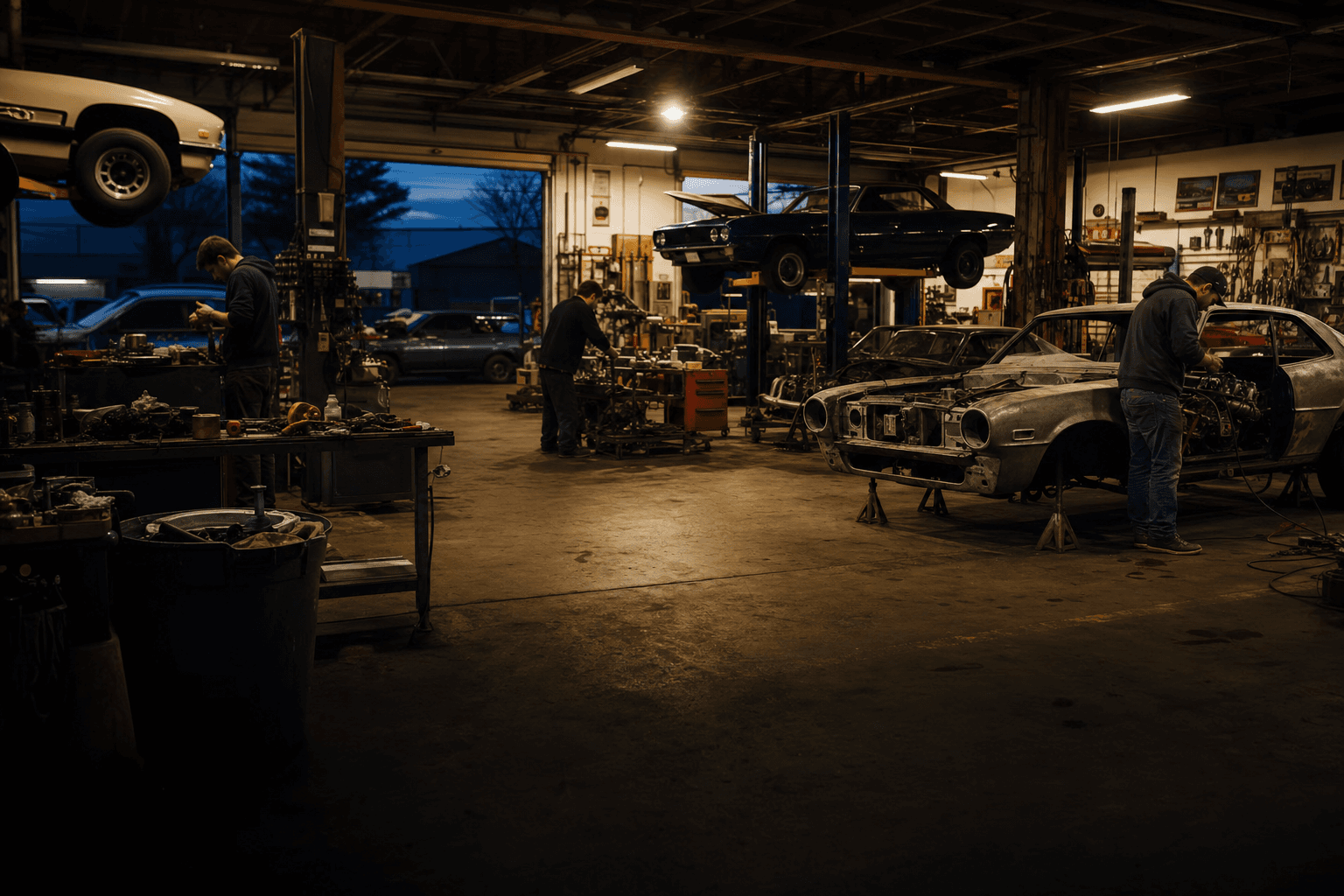 Enthusiasts admiring a build at a car meet